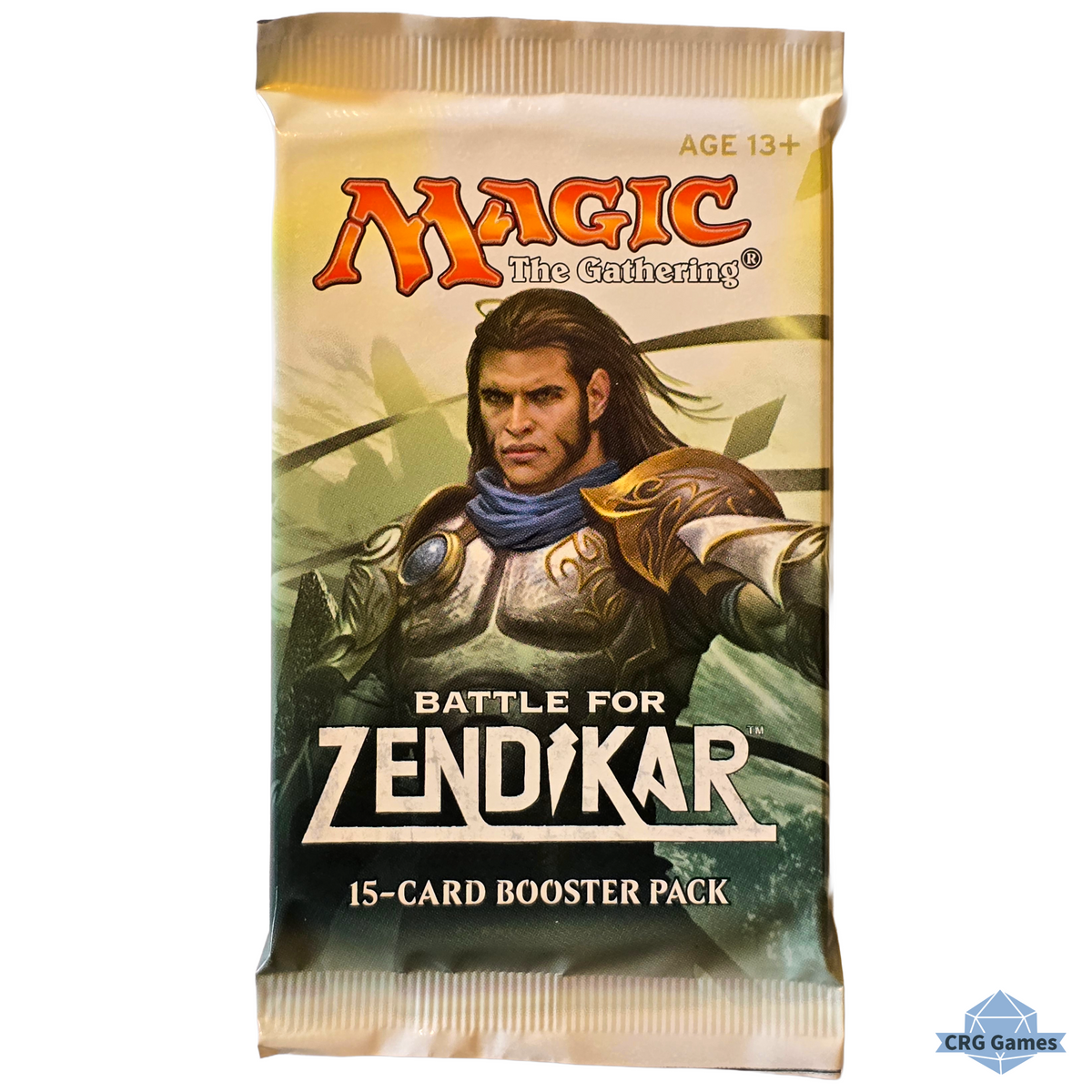 Card game booster pack for 'Magic: The Gathering' featuring a warrior character on the cover.