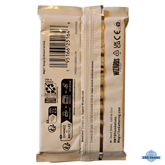 Wizards of the Coast foundations junpstart back packaging with visible branding and recycling