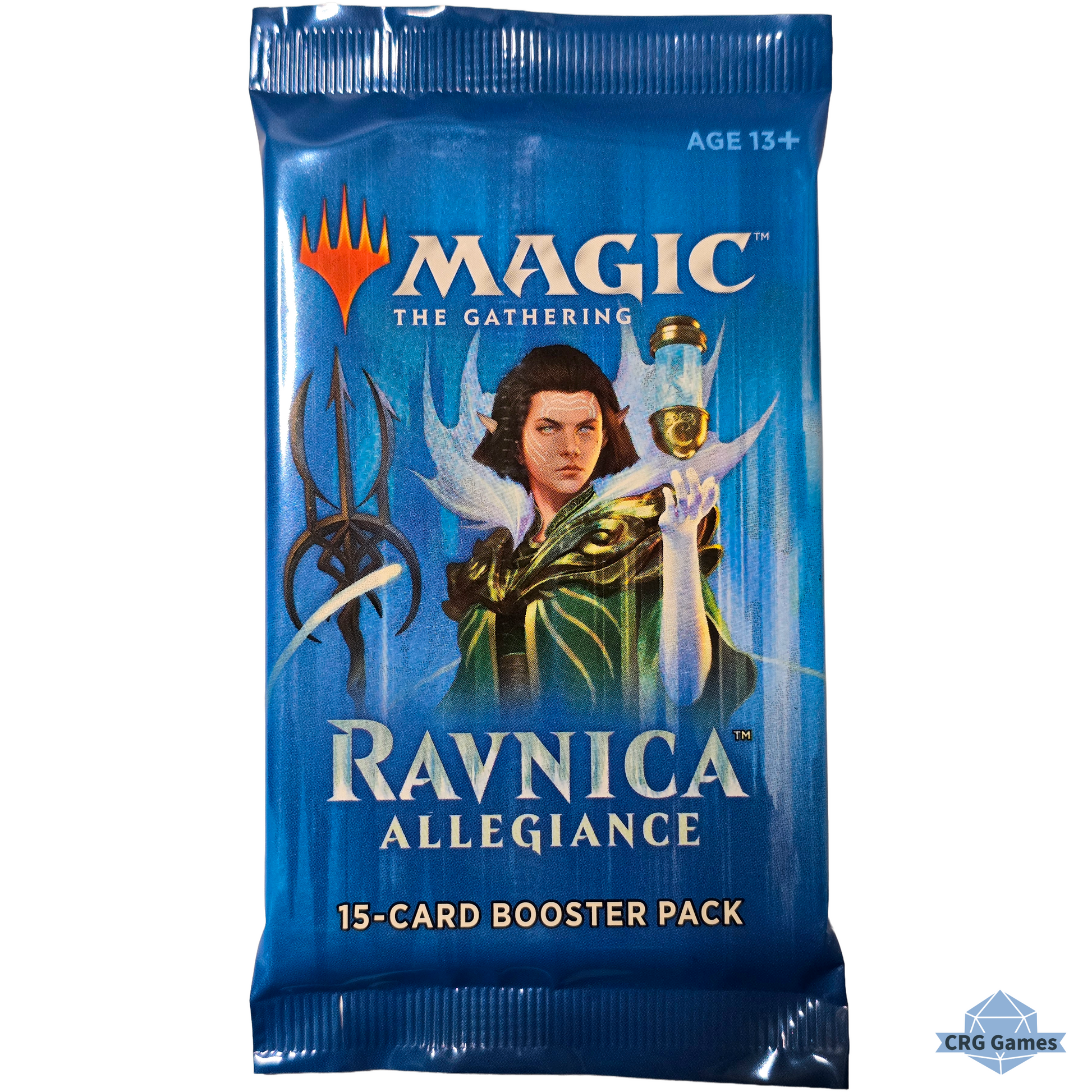 Magic: The Gathering Ravnica Allegiance booster pack on a white background