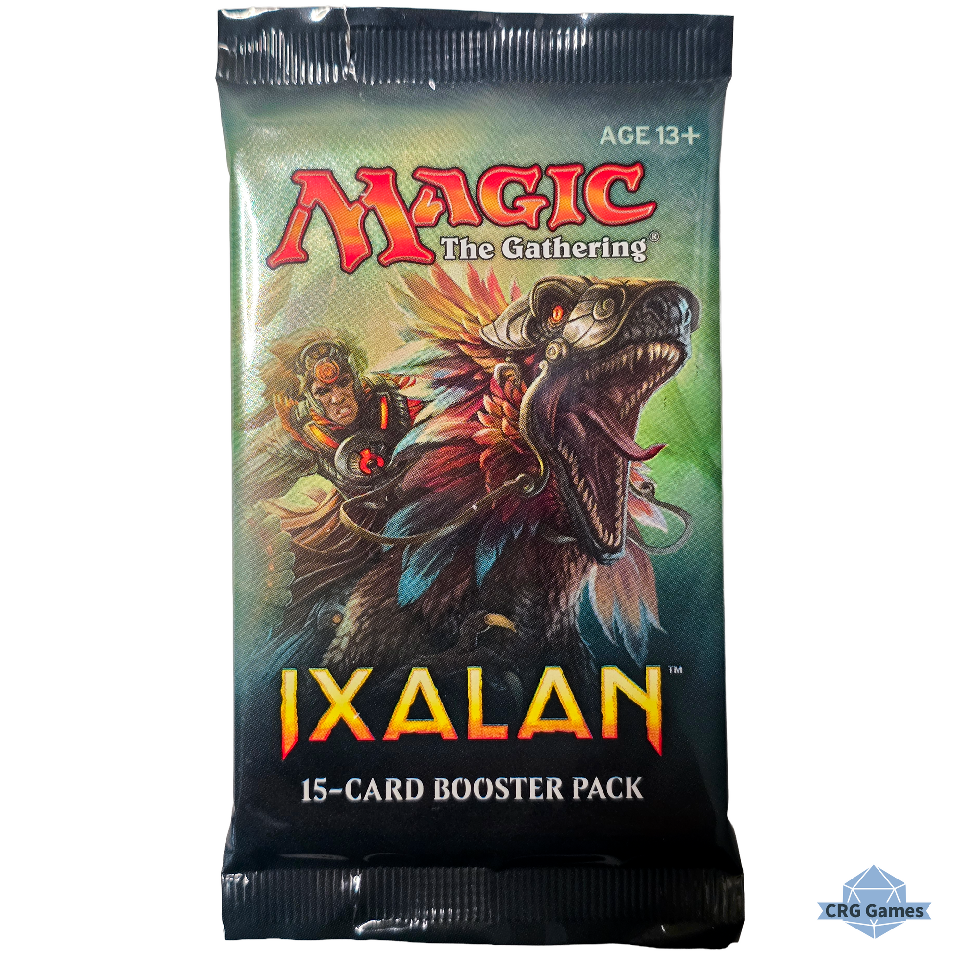 Ixalan 15-card booster pack for Magic: The Gathering on a white background